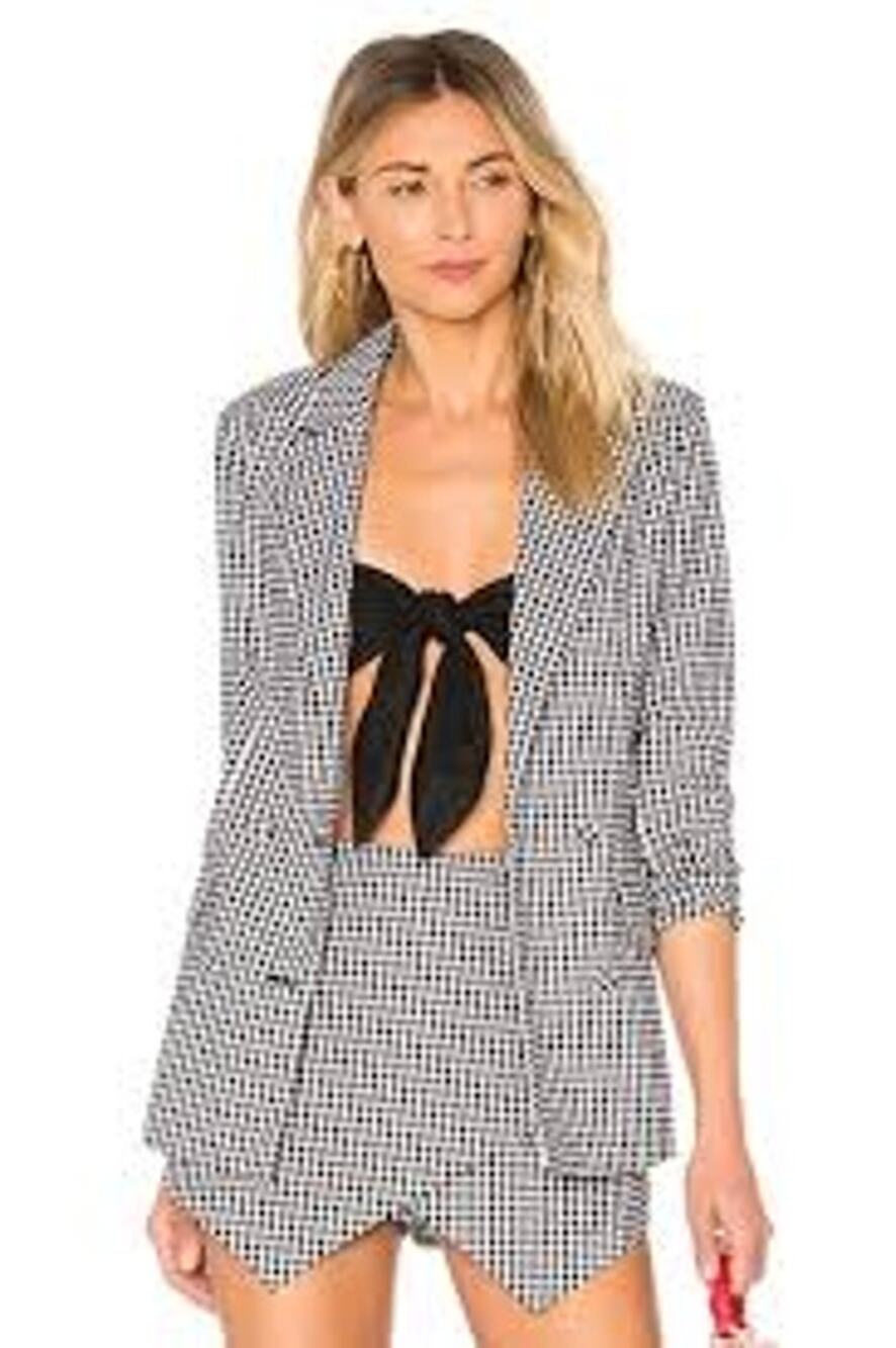 Majorelle Revolve The Rhea Gingham Blazer Black White Double Breasted Jacket S